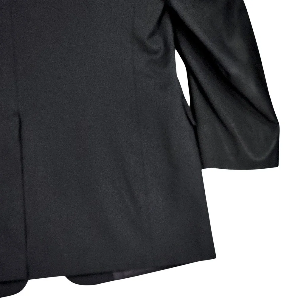 Vtg Hart Schaffner Marx Blazer 41R‎ Men Black Wool Gold Trumpeter Shiny USA